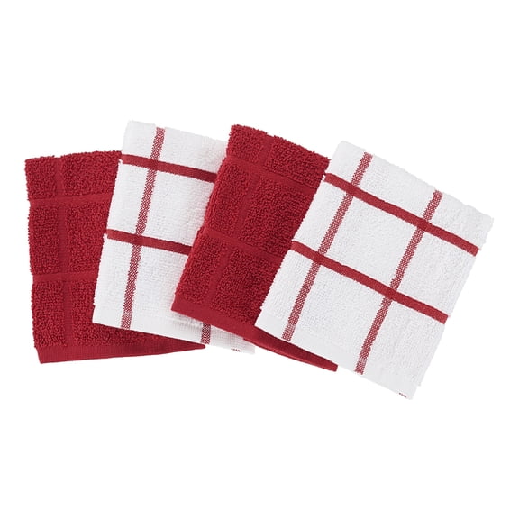 Mainstays 12-Pack 12"x12" Woven Kitchen Dish Cloth Set, Red Sedona