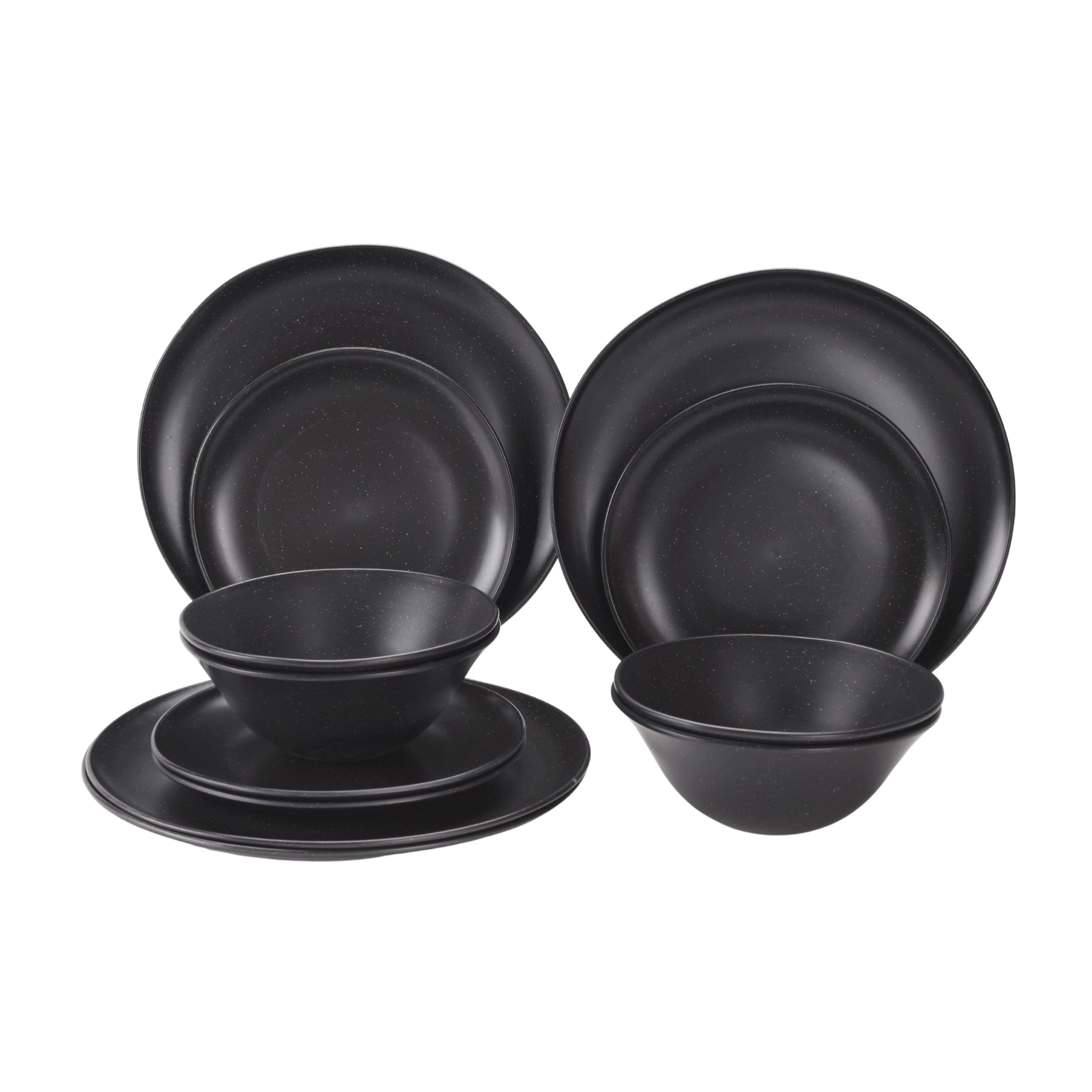 Mainstays 12-Piece Eco-Friendly Dinnerware Set, Black
