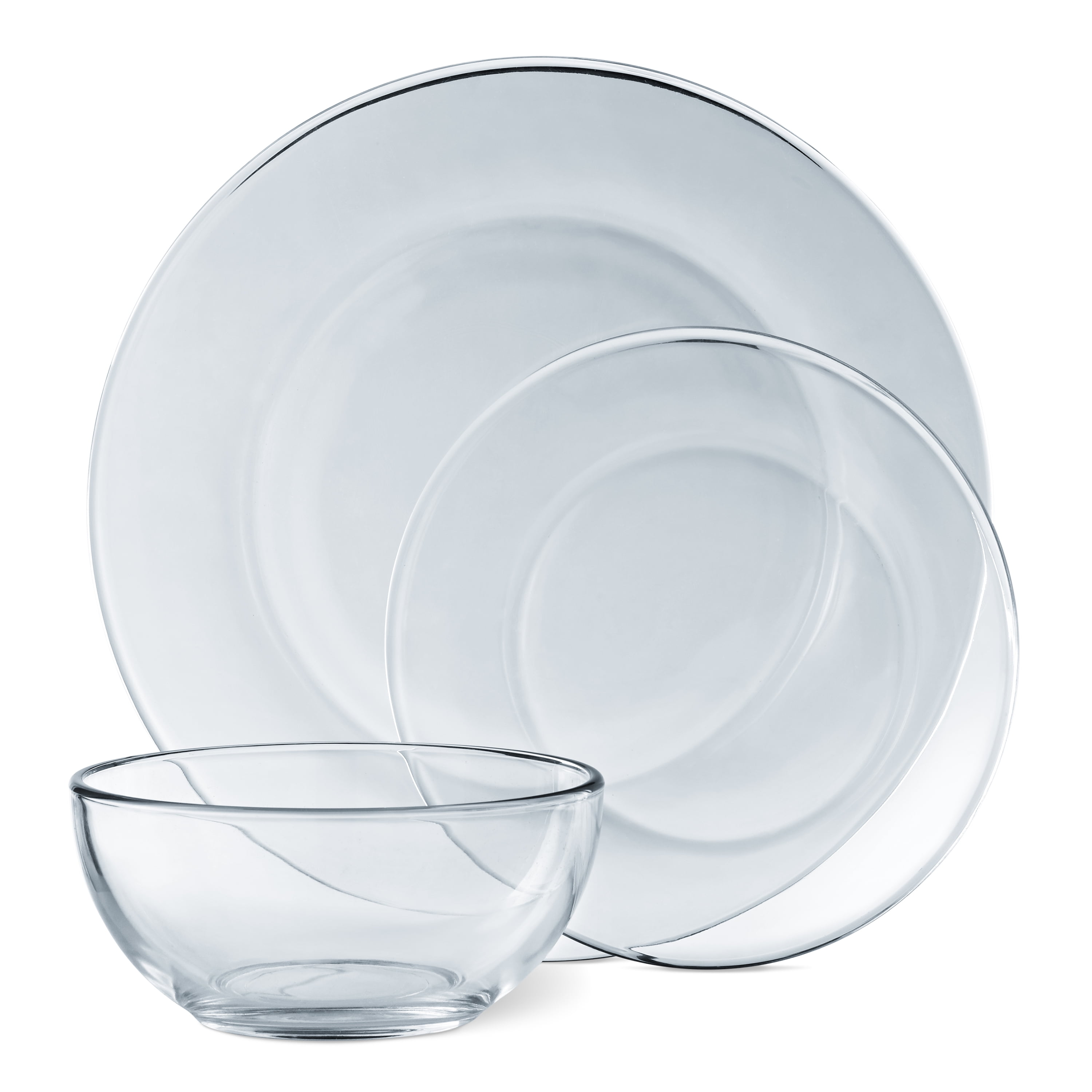 Mainstays 12-Piece Round Clear Glass Dinnerware Set