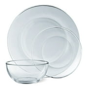 Mainstays 12-Pieces Round Clear Glass Dinnerware Set