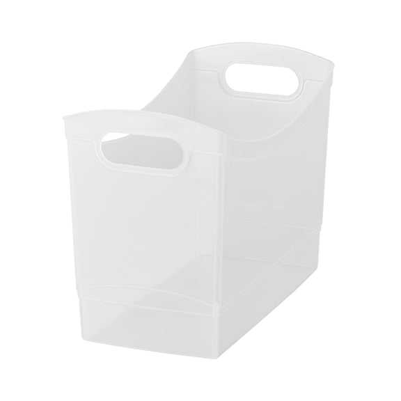 Mainstays 12 Qt Clear Plastic Storage Bin with Carrying Handles, Narrow Rectangular Organizer for Pantry, Closet, Cabinet and Shelf Storage