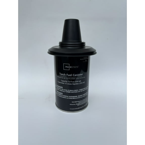 Mainstays 12 fl oz Replacement Torch Fuel Canister with Torch Wick and Metal Snuffer Cap     Black