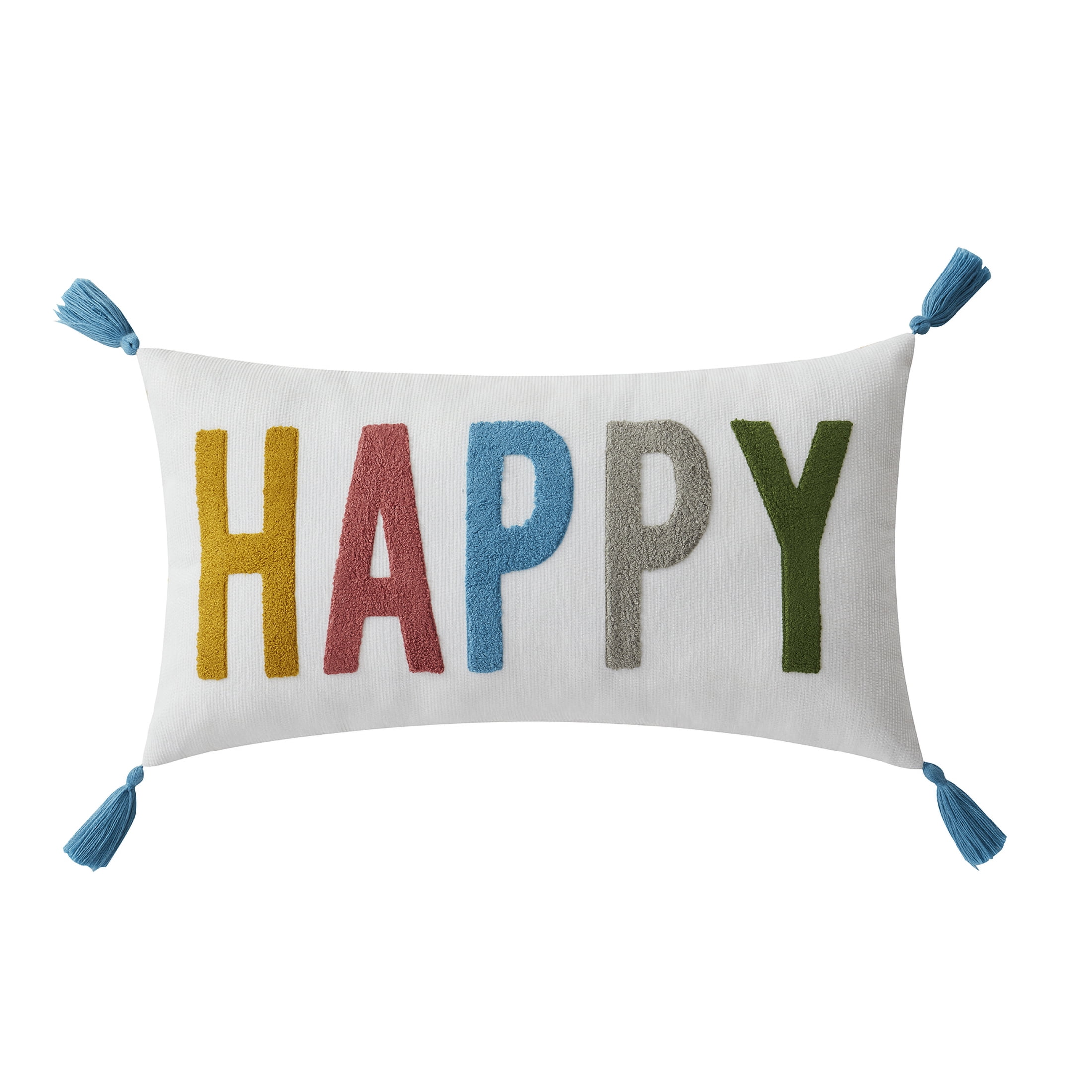 Happy Multicolored Polyester Rectangular Decorative Pillow