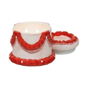 Mainstays 1-Wick Ceramic Birthday Cake Jar Candle, Frosted Berry Cupcakes, 12 oz