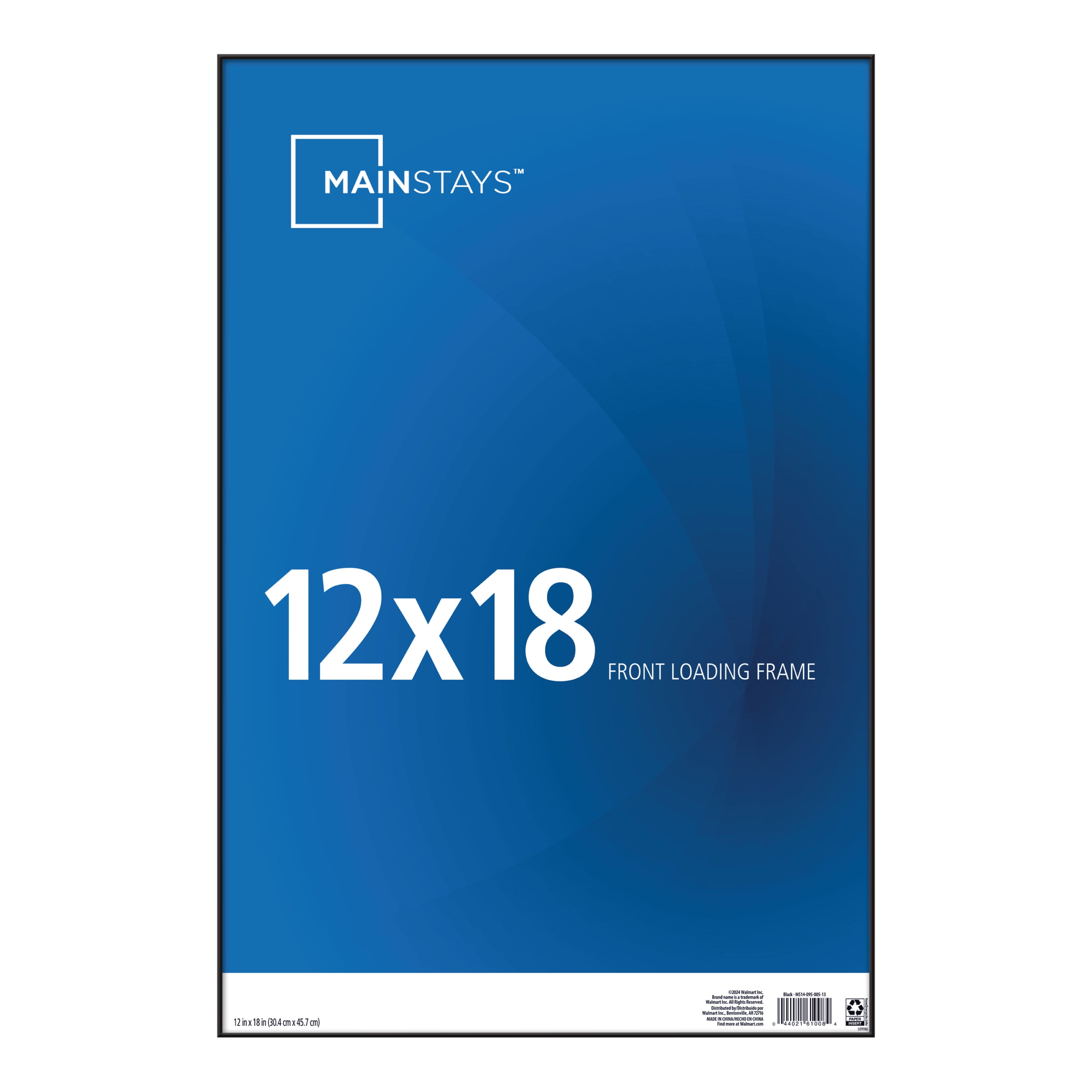 Mainstays 12x18 Front Loading Wall Picture Frame, Black