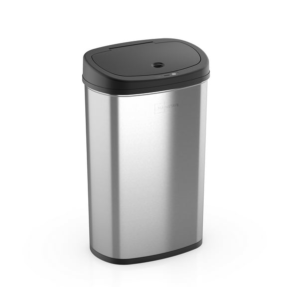 Mainstays Automatic Kitchen Trash Can, 13 Gallon Stainless Steel, Motion Sensor Hands-Free Soft Close Lid Waste Bin, Silver Stainless Steel