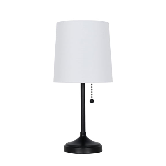 Mainstays 13.5 in Black Stick Table Lamp with White Fabric Shade