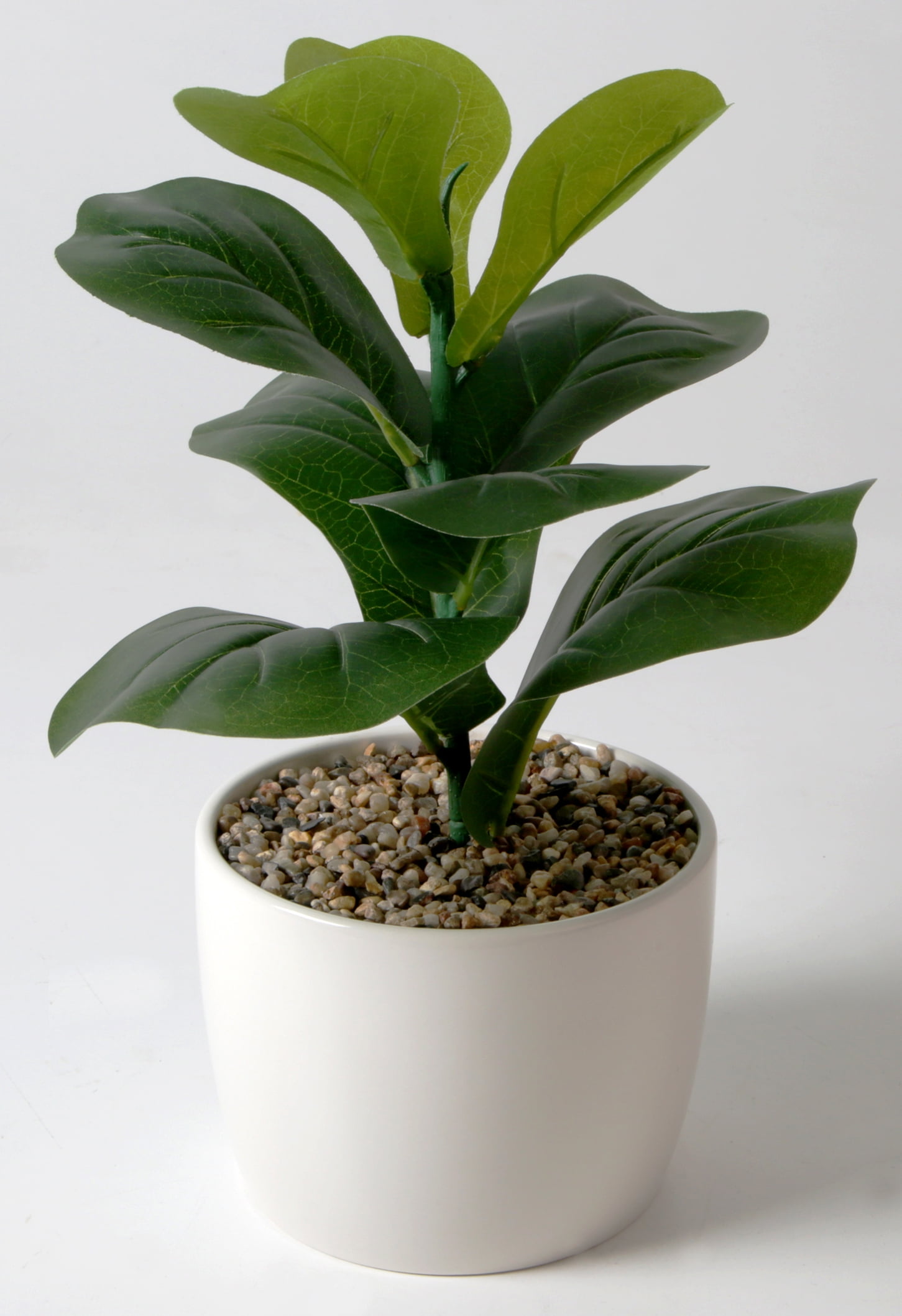 Mainstays 13" Artificial Plant Faux Fiddle Leaf in White Ceramic Vase