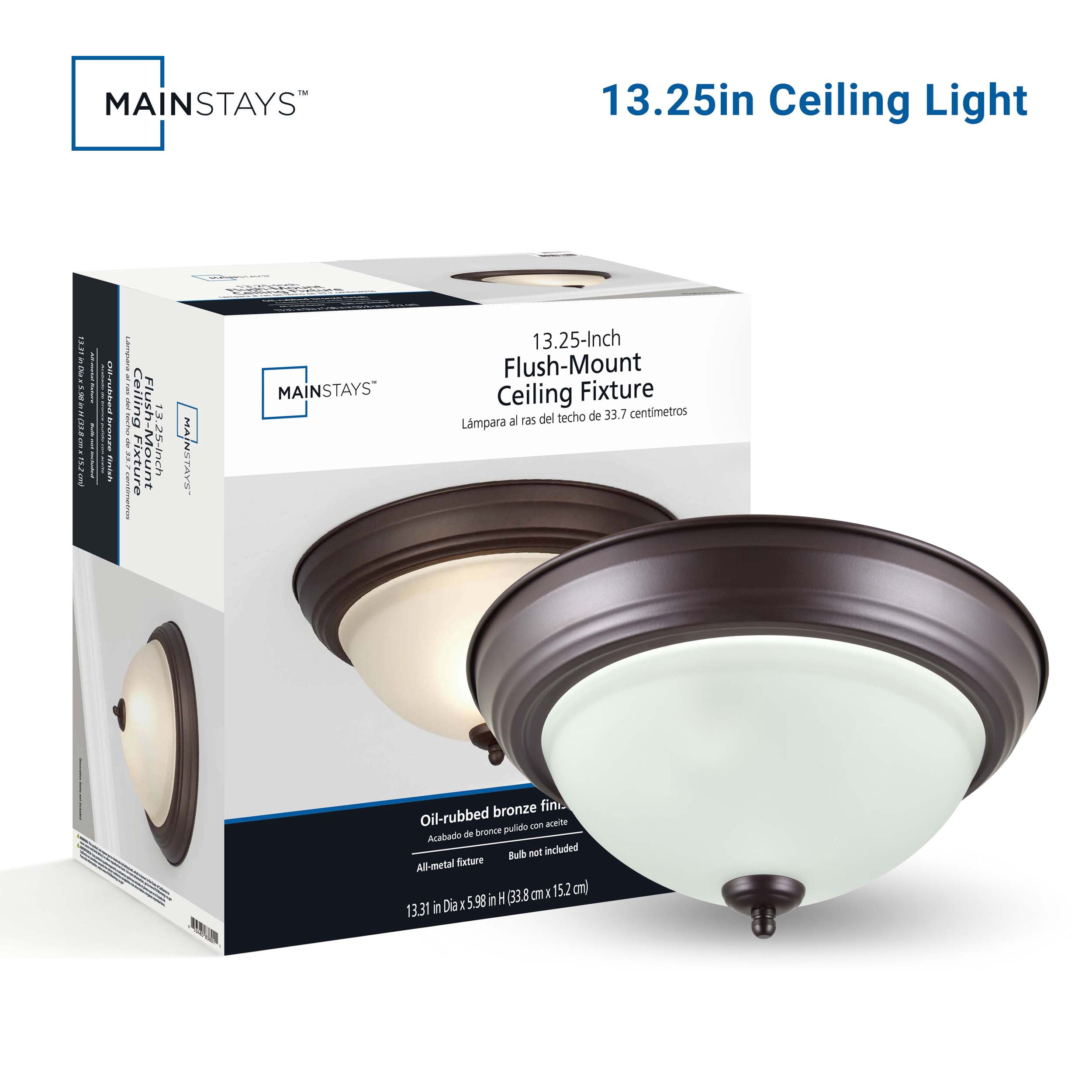 Mainstays 13.31 in Flush Mount Ceiling Light, Bronze Finish, Bulb Not Included