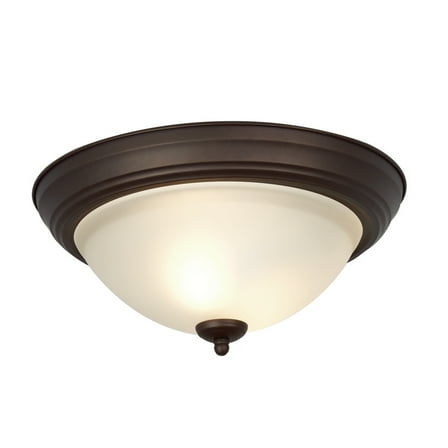 Mainstays 13" Classic Flush Mount Ceiling Light, Bronze Finish Frosted Glass Shade, Bulb Not Included