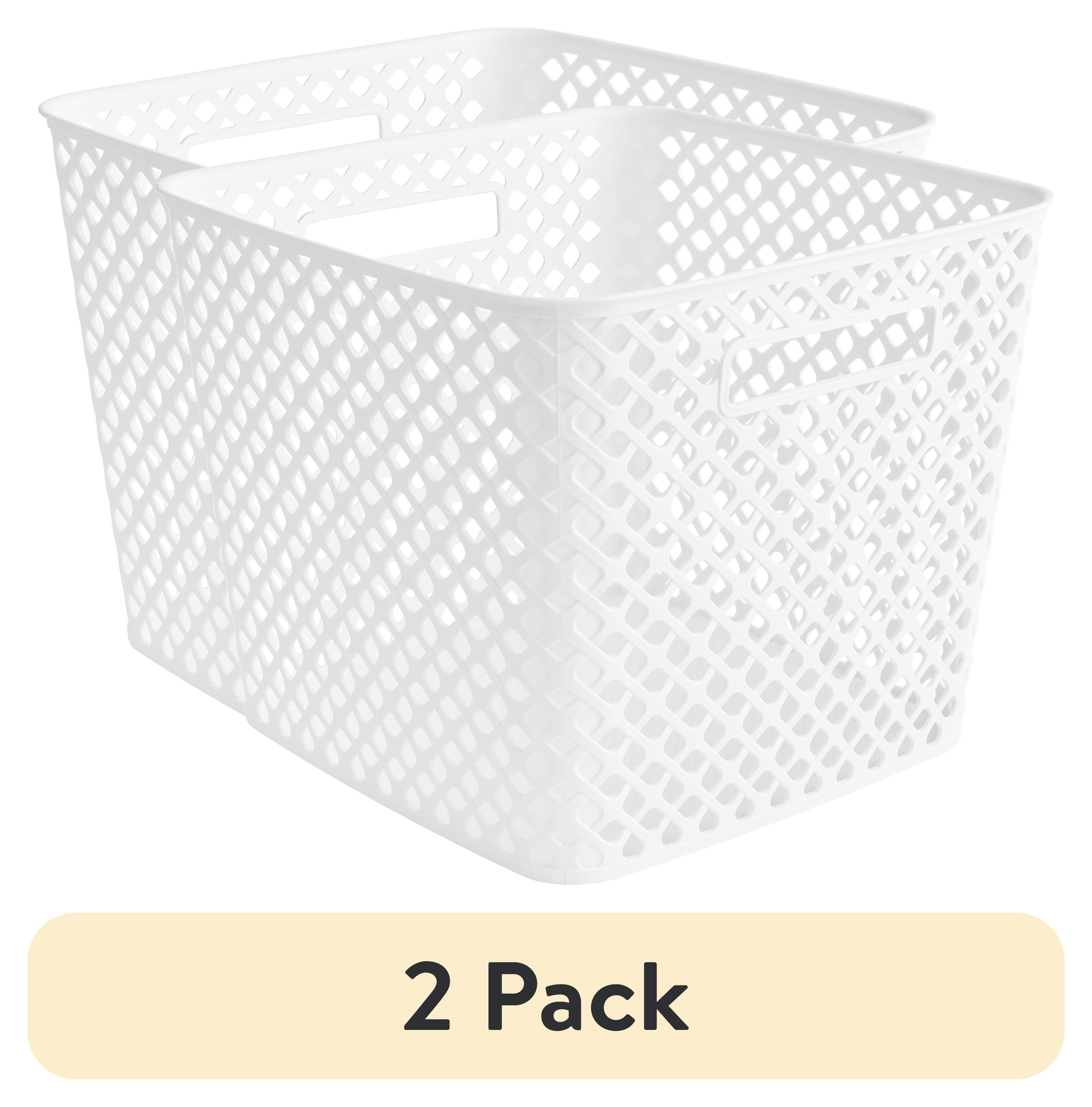 (2 pack) Mainstays 13" Cube Decorative Storage Basket, White