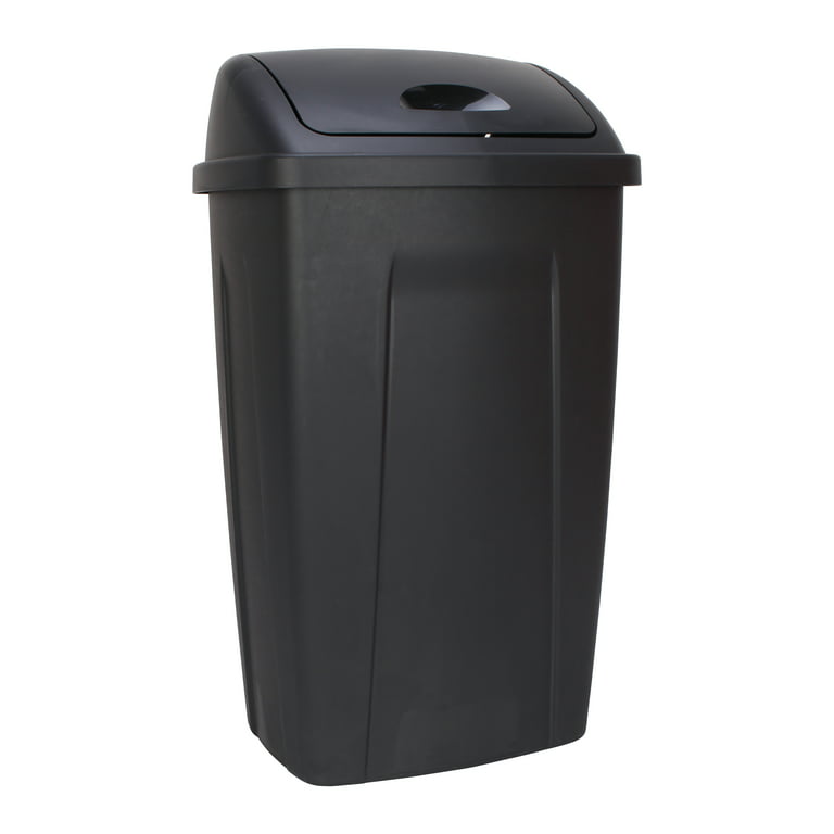 Mainstays 13 Gallon Trash Can, Plastic Swing Top Kitchen Garbage Trash Can, Black - Walmart.com
