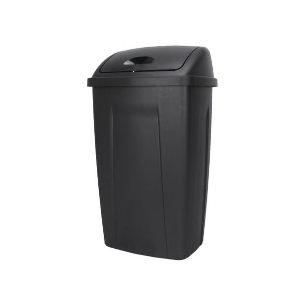 Mainstays Kitchen Trash Can, 13 Gallon Plastic Garbage Bin with Swing Top Lid, Black