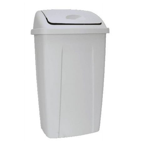 Mainstays Kitchen Trash Can, 13 Gallon, Plastic Swing Top Garbage Bin, Gray