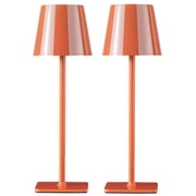 Mainstays 13" Indoor/Outdoor Rechargeable Orange Stripe Table Lamp, 2 Pack
