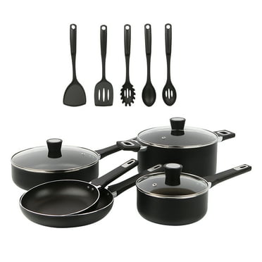 Mainstays 13 Piece Nonstick Aluminum Alloy, Pots and pans Cookware Set, Black