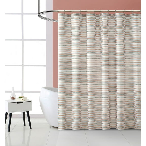 Mainstays 13-Piece Stripe Fabric Shower Set, Multicolor Brown