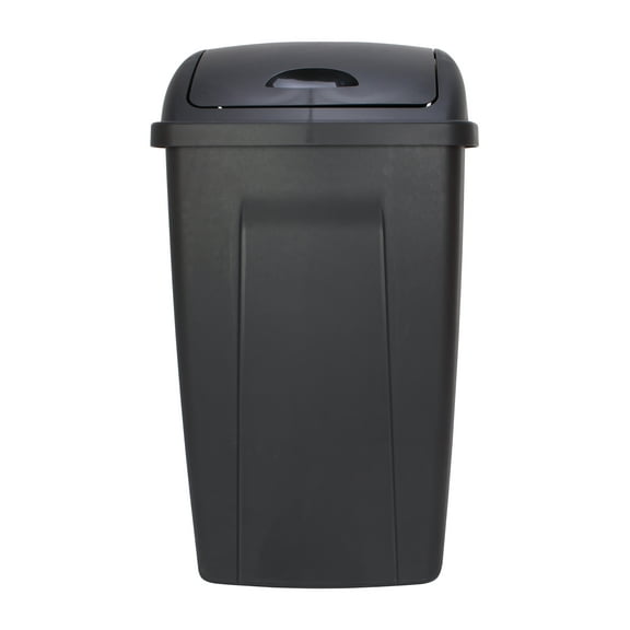 Mainstays 13 gal Plastic Swing Top Lid Kitchen Garbage Trash Can, Black