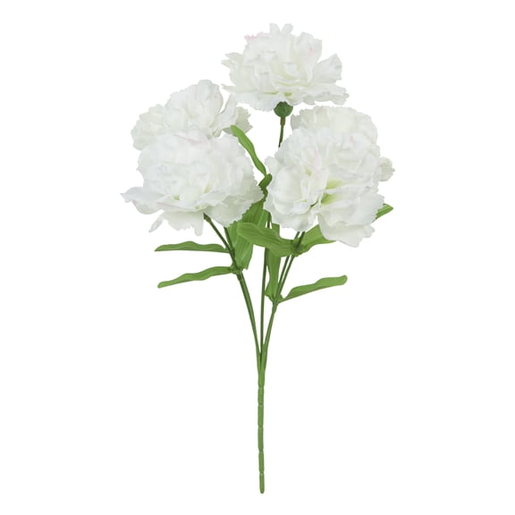 Mainstays 13 in White Artificial Carnation Pick, 5 Heads, Indoor Use