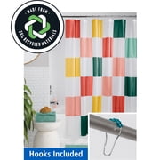 Mainstays 13-Piece Shower Set Waterproof Color Check PEVA Shower Curtain and 12 Hooks, Multi-Color