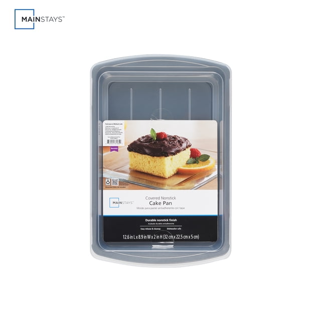 Stick Point Up Mainstays 13x9 Non-Stick Cake Pan with Protective Lid - Walmart ...
