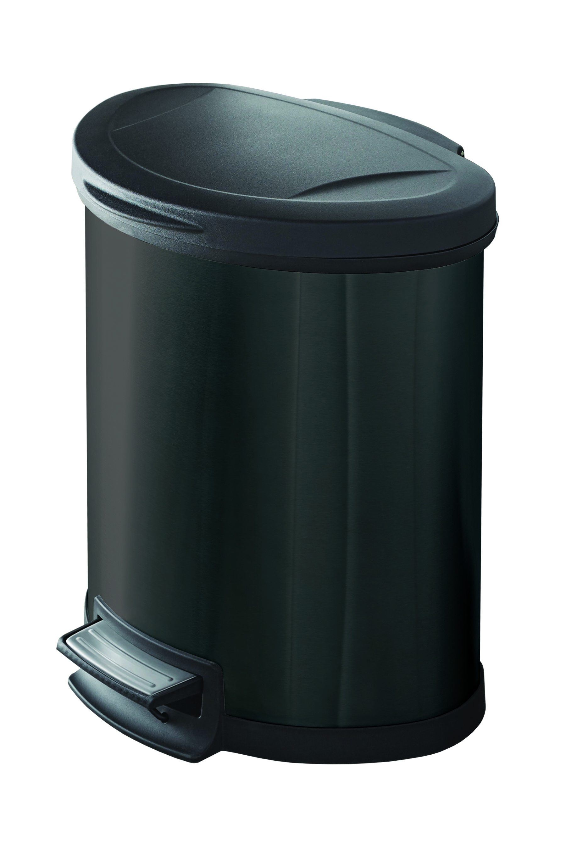 Mainstays 14.2 gal/54 Liter Black Stainless Steel Semi-Round Kitchen Garbage Can - image 1 of 5