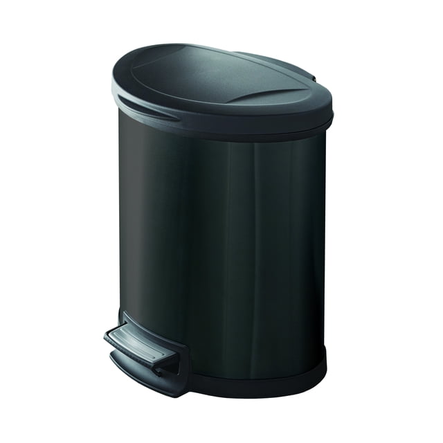Mainstays 14.2 gal/54 Liter Black Stainless Steel Semi-Round Kitchen Garbage Can