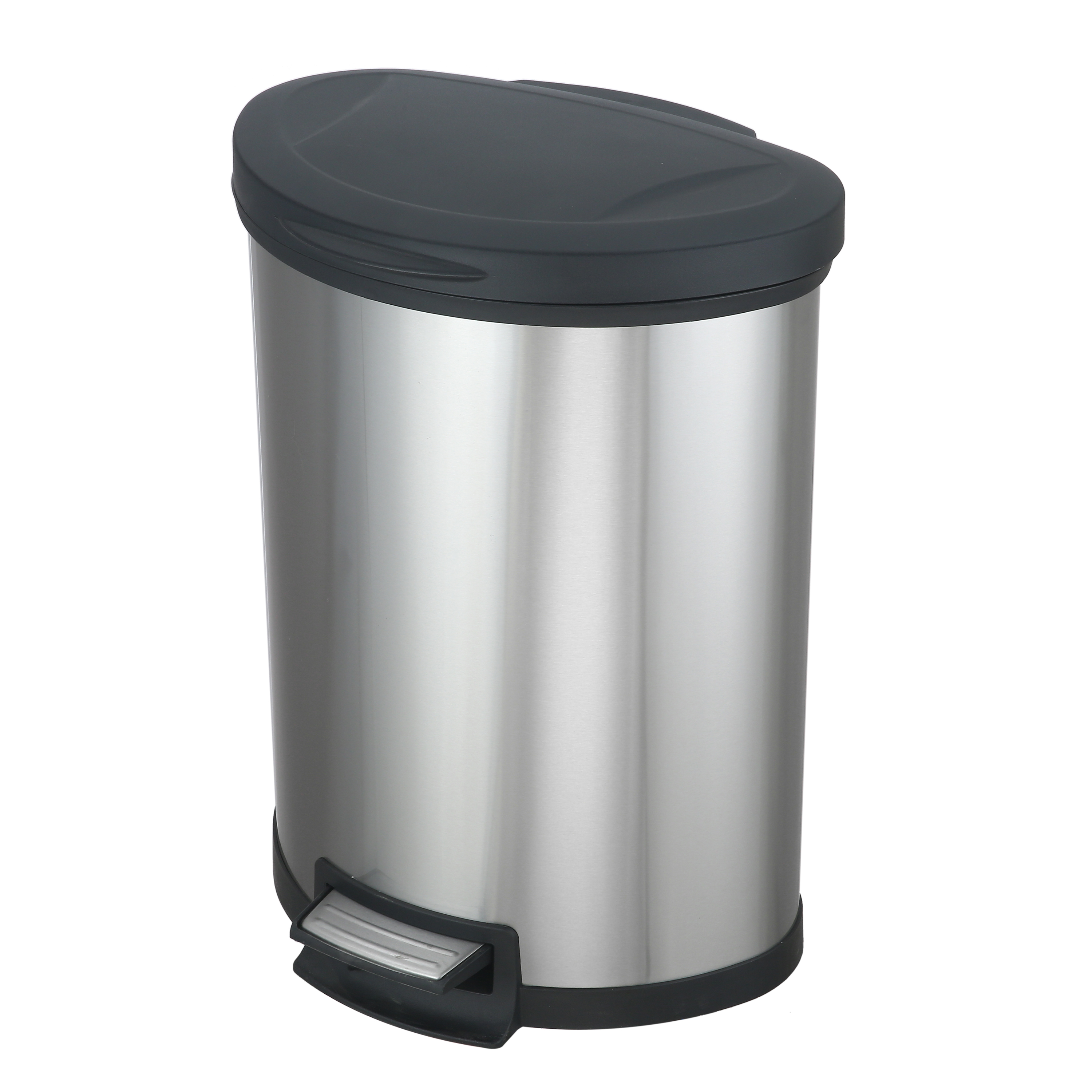 Mainstays 14.2 gal/54 Liter Stainless Steel Semi Round Kitchen Garbage Can with Lid - image 1 of 5
