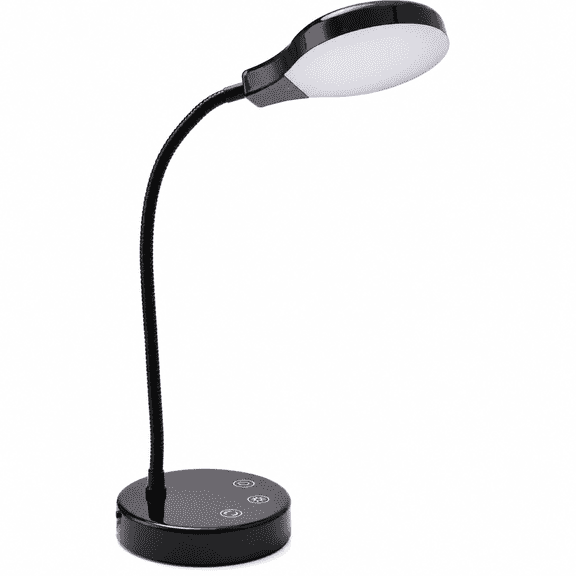 Mainstays 14.3 in LED Desk Lamp, Dimmable Touch Control, Adjustable Color Temperature, 5W Integrated LED, Matte Black