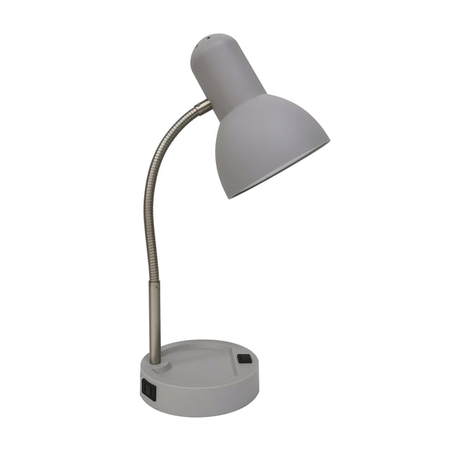 Mainstays 14.5” LED AC Powered Flexible Gooseneck Desk Lamp with Gray ...
