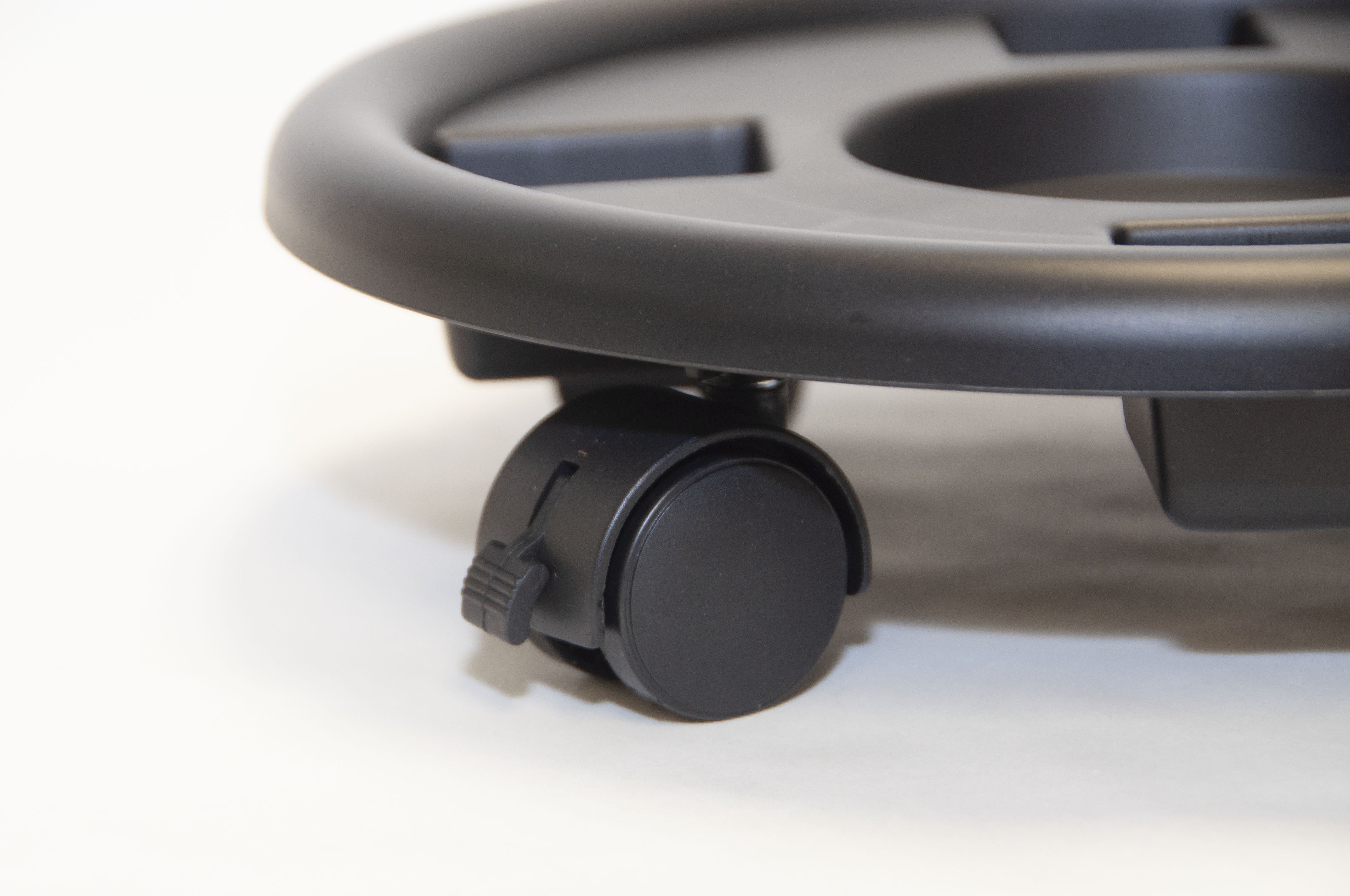 Mainstays 14.5 inch Round Resin Black Plant Caddy with Locking Wheels