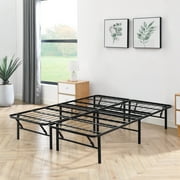 Mainstays Full 14" High Profile Foldable Steel Platform Bed Frame with Storage Space Under Frame, No Box Spring Required, Black