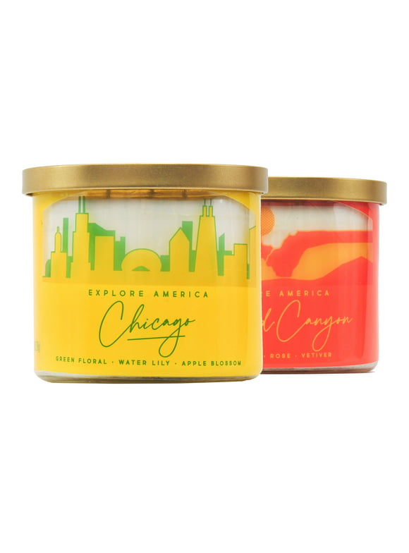 Mainstays 14 Ounce 3 Wick Candles Chicago and Grand Canyon Wraps, 2 Pack