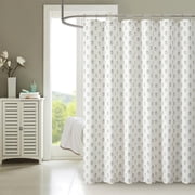Mainstays 14 Piece Off-White Floral Block Shower Curtain Set   72" x 72" Faux Linen Fabric, Waterproof PEVA Liner & Metal Hooks, Machine Washable