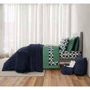 14pc College Dorm Essentials Bundle, Twin-XL, Reversible Bed in a Bag Comforter Set, Navy