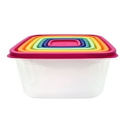 Mainstays 14 Piece Rainbow Plastic Food Storage Set, Pink Rainbow