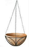 Mainstays 14"x 6" Round Metal Leaf Hanging Basket, Liner made with Natural Coconut Fiber Material