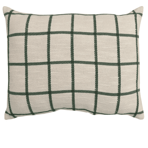 Mainstays Ivory & Green Windowpane Decorative Pillow, 14" x 20"