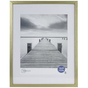Mainstays Linear Gallery 14 x 18 Gold Picture Frame, Matted for 11 x 14 Photo