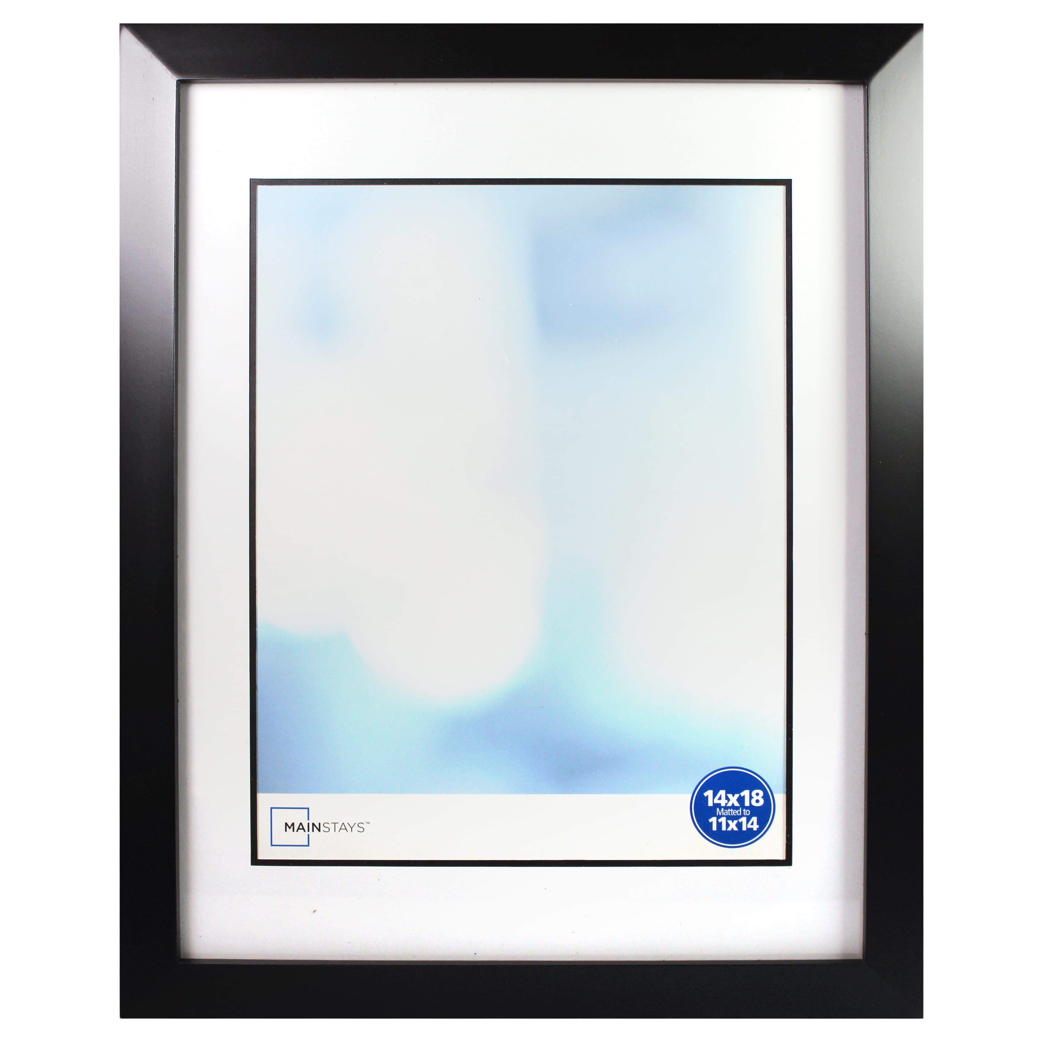 Mainstays 14x18 Matted to 11x14 Wide Beveled Tabletop Picture Frame, Black