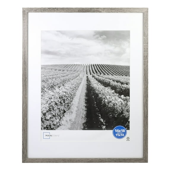 Mainstays – 11x14 Picture Frame – Rustic Gray Matted Gallery Linear Program Wall Photo Frame
