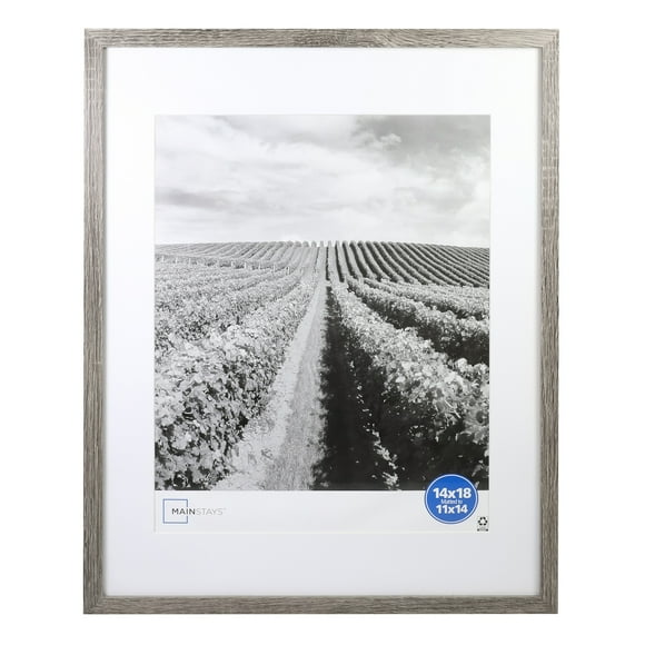 Mainstays – 11x14 Picture Frame – Rustic Gray Matted Gallery Linear Program Wall Photo Frame