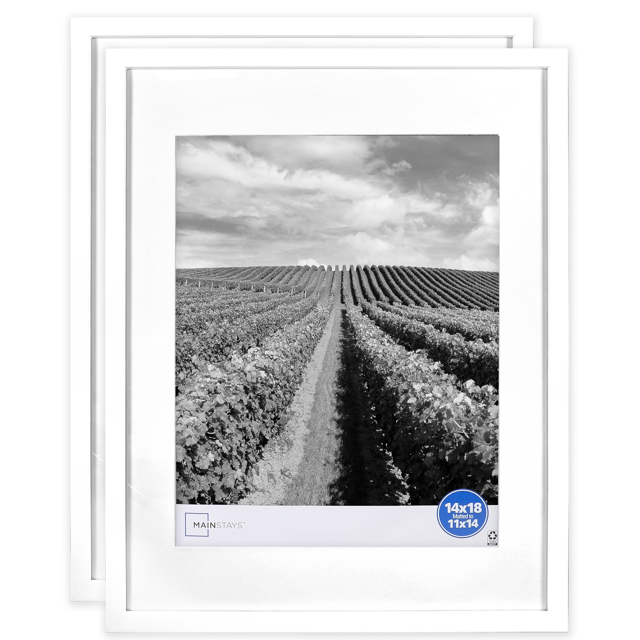 Mainstays Museum 16 x 20 Matted to 11 x 14 Picture Frame, White