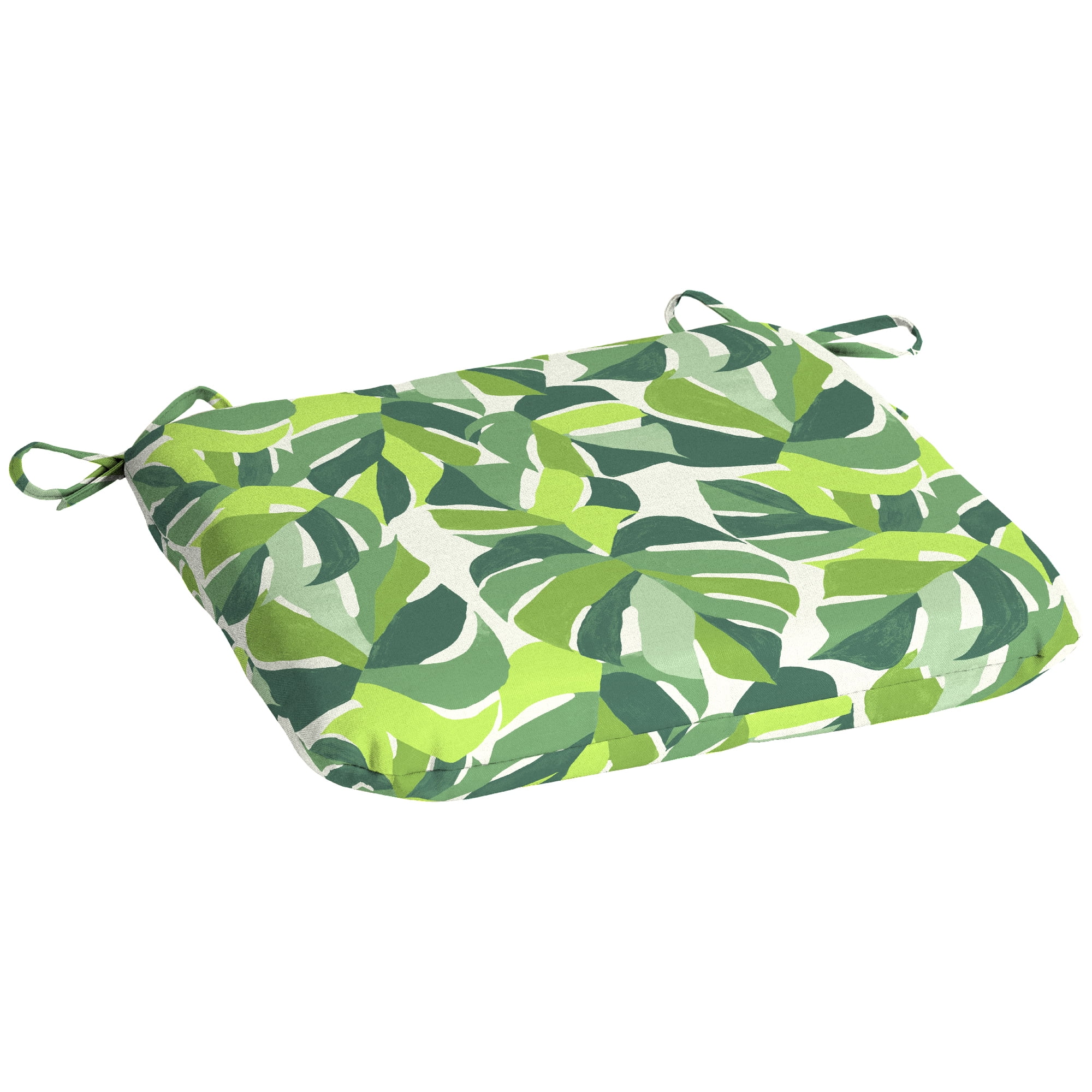 Mainstays 15.5" D x 17" W Green Monstera Rectangle Outdoor Seat Pad (1 Pack)