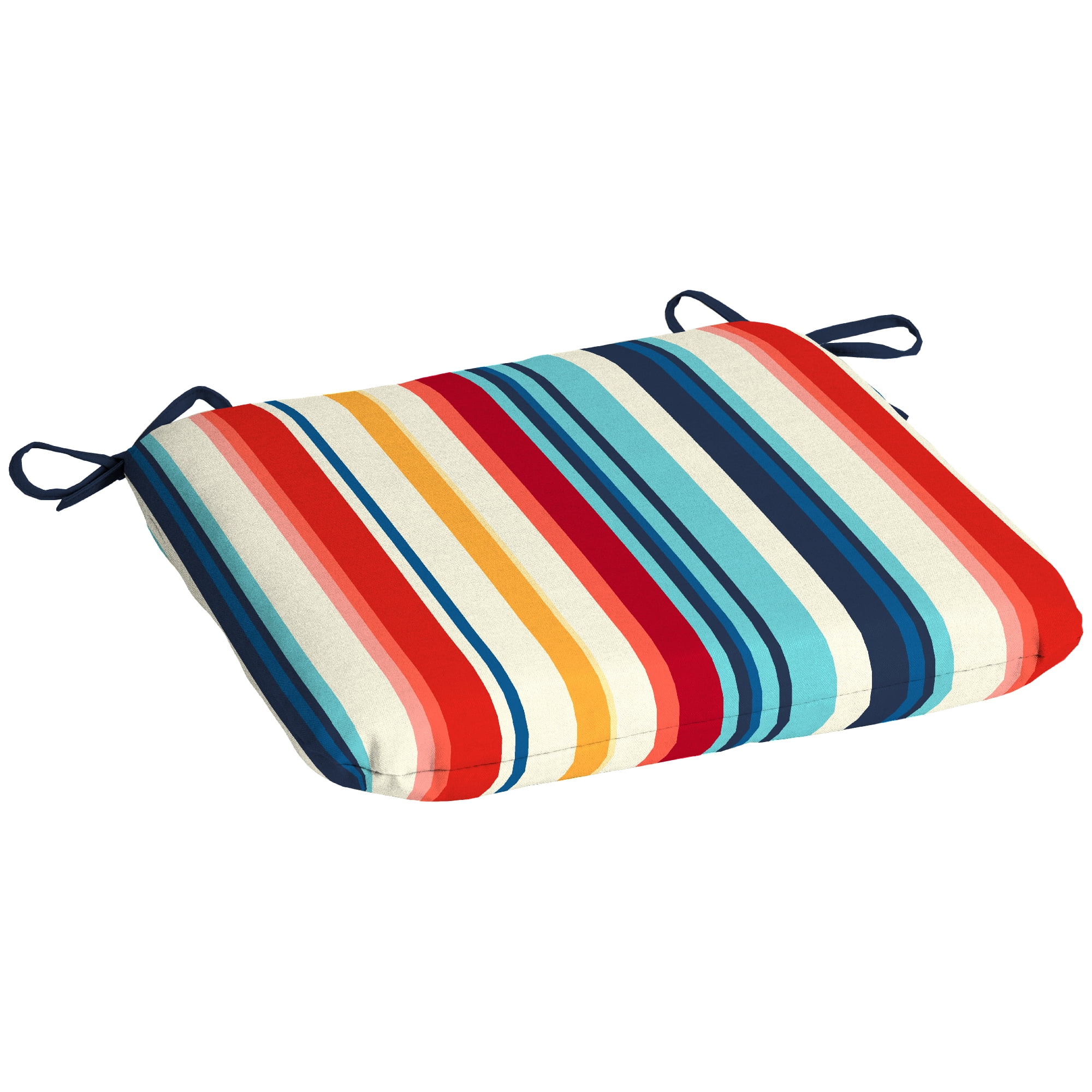 Mainstays 15.5" D x 17" W Modern Multi Stripe Rectangle Outdoor Seat Pad (1 Pack)