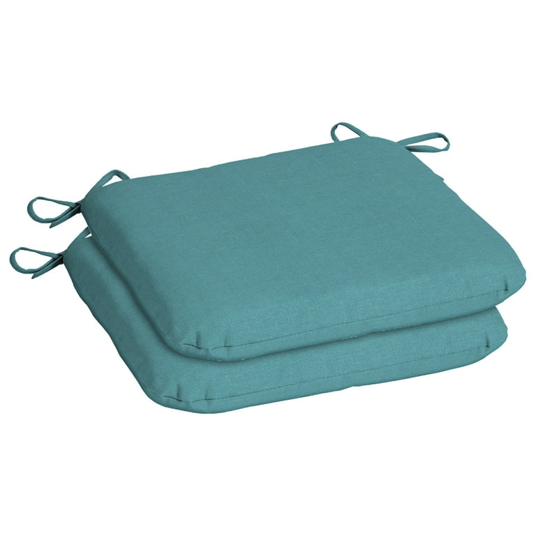 Mainstays 15.5 x 17 Turquoise Stripe Rectangle Outdoor Seat Pad (2 Pack)