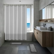 Mainstays 15-Piece Grey Blocks Bathroom Set – Geometric Shower Curtain, Bath Rugs & Hooks, Modern Washable Design