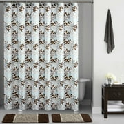 Mainstays Brown Botanical Vines Printed 15 Piece Shower Curtain Bath Set