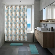 Mainstays 15-Piece Blue & Yellow Geometric Bathroom Set – Shower Curtain, Bath Rugs & Hooks, Modern Washable Design