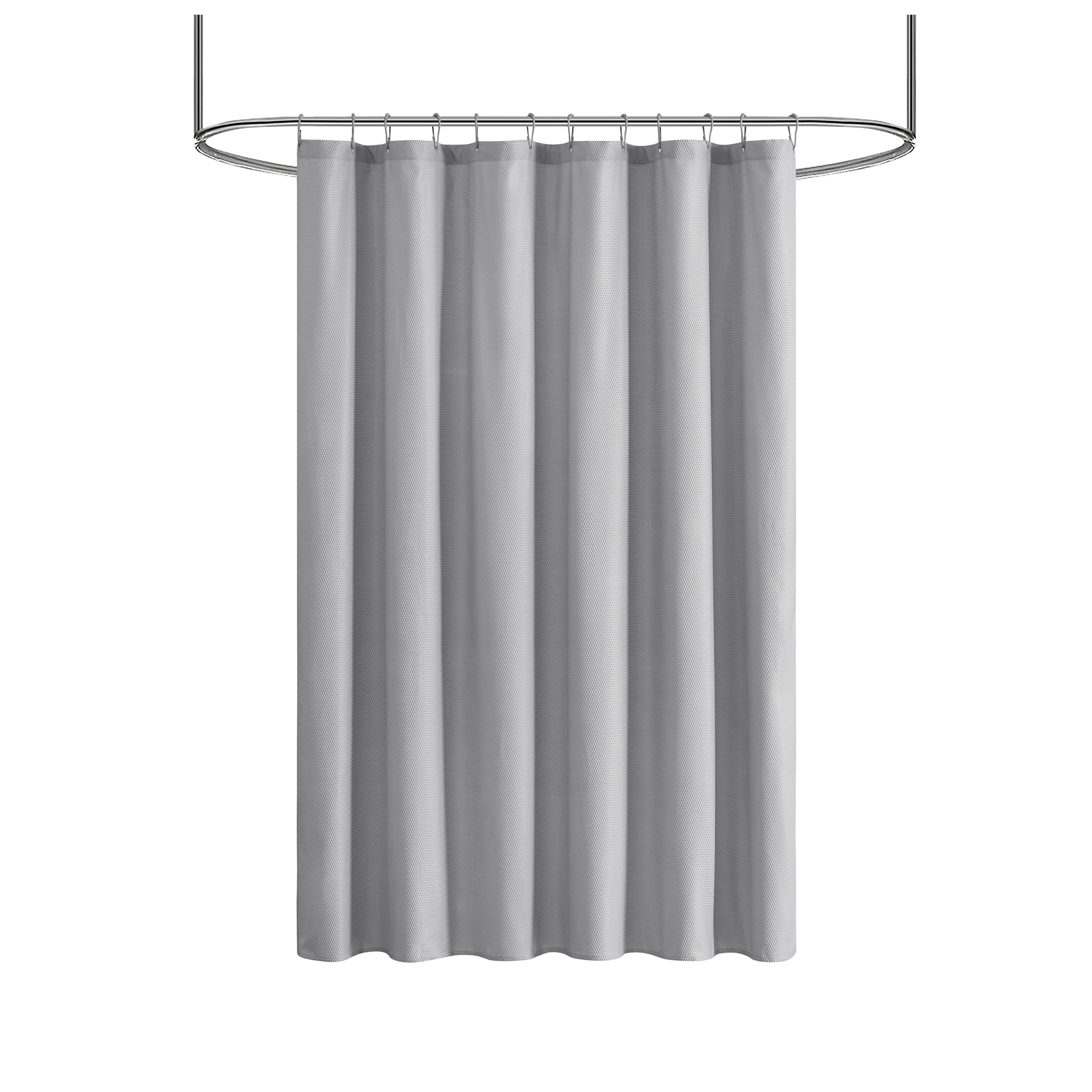 Mainstays 15-Piece Grey Solid Polyester Shower Curtain Bath Set, 70" x ...